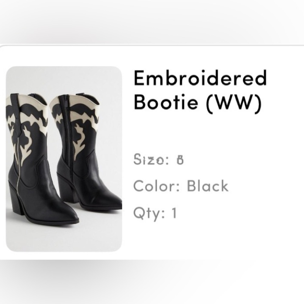 Torrid Black and Cream Embroidered Booties - Picture 5 of 9
